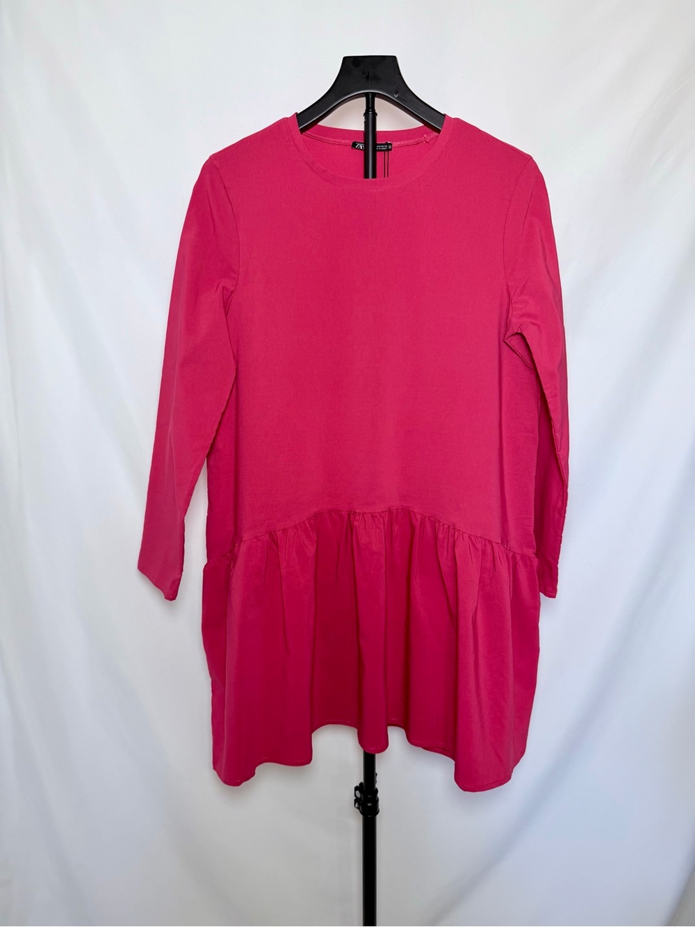 NWT - Zara Long Sleeve Drop-Waist Dress - Pink - Size Medium